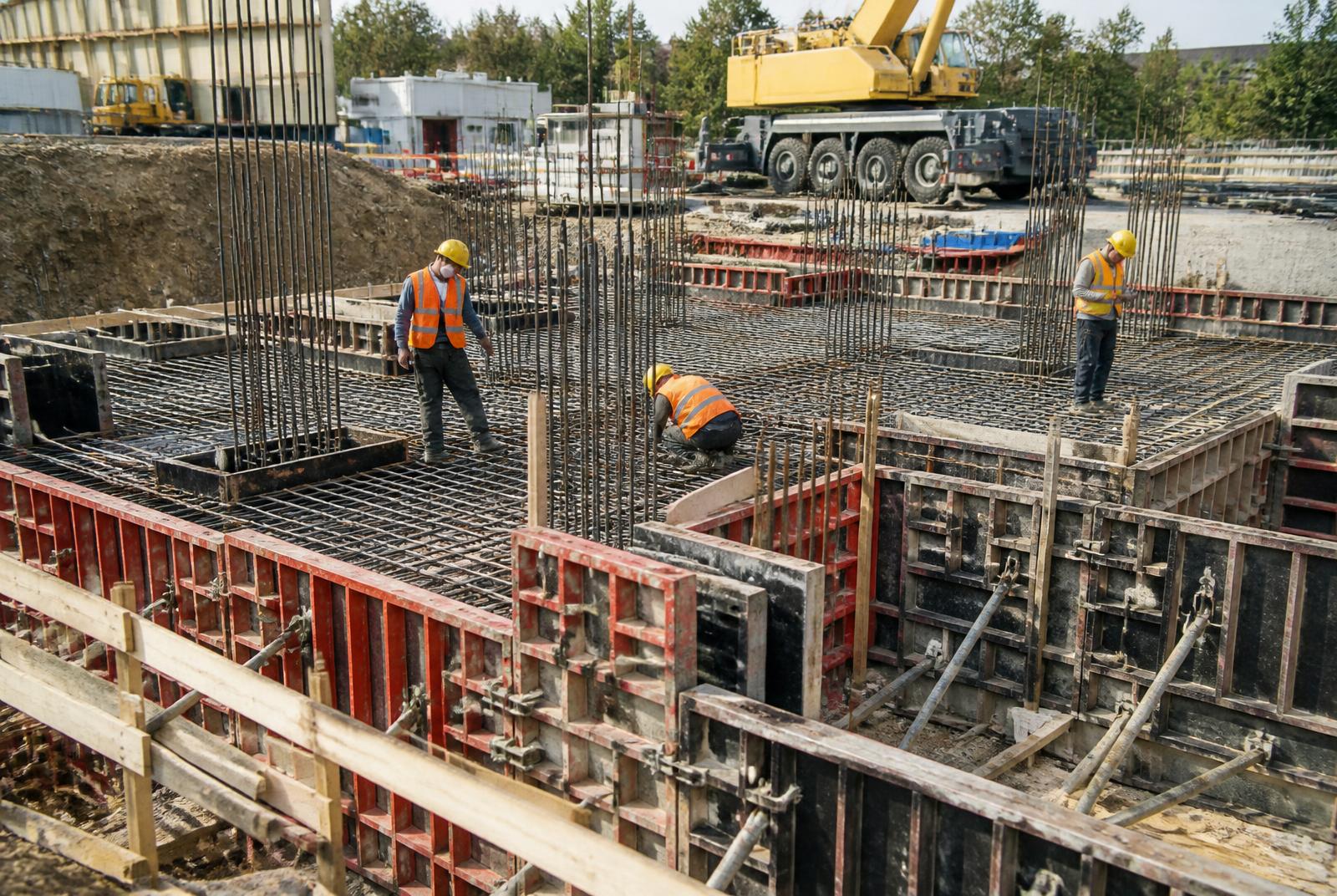Équipe sur un chantier de gros œuvre